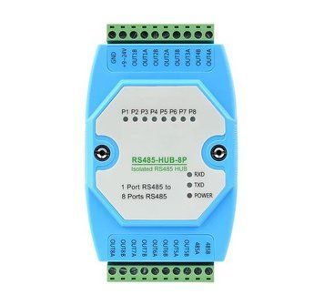 Промисловий ізольований 8-канальний концентратор RS485 Aetron ATN-HUB-RS485-8P фото